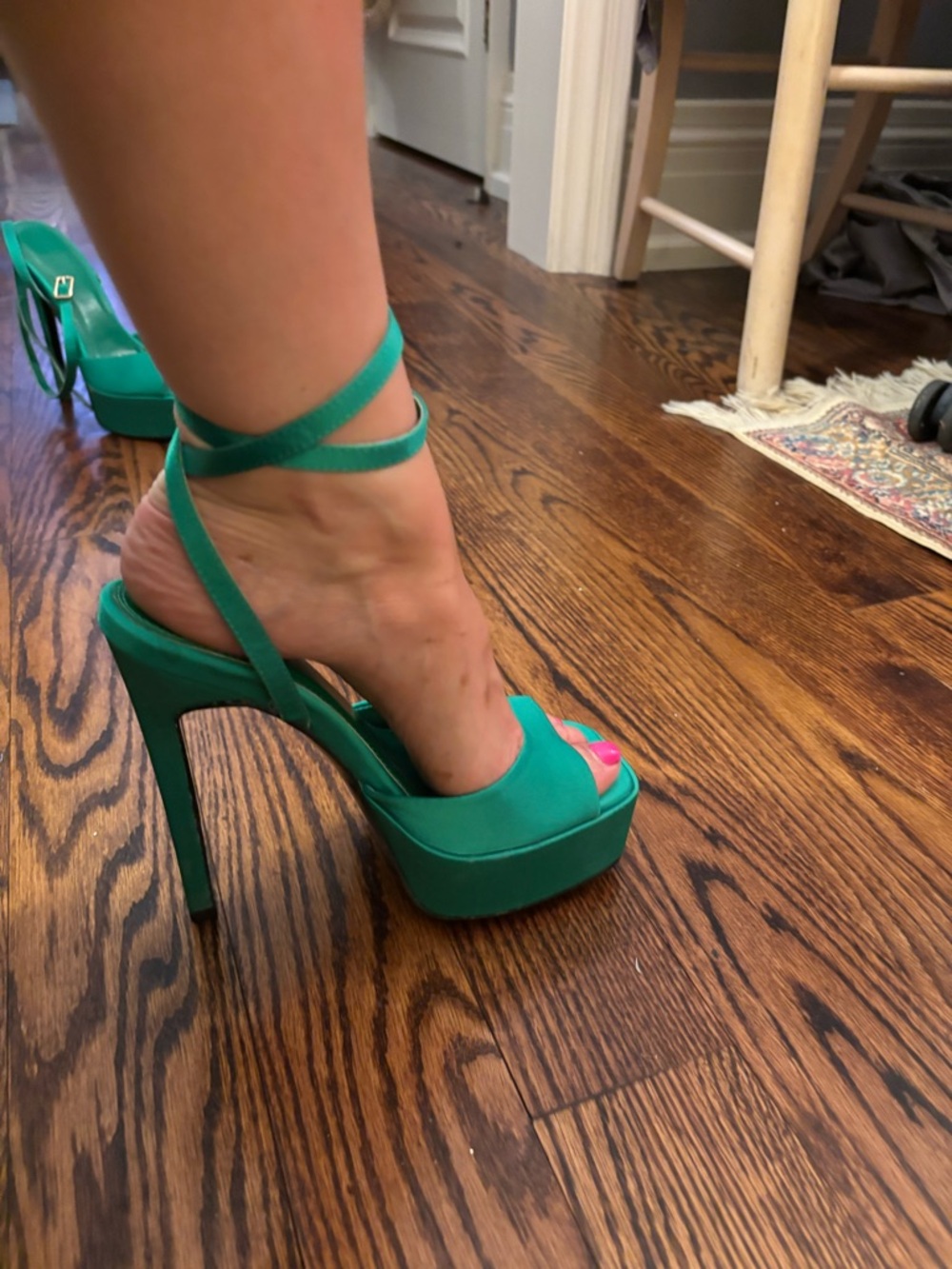 Women’s Strappy Platform High Heels in Teal